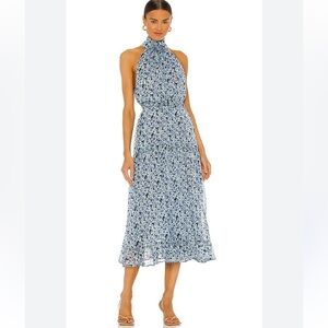 Sabina Musayev Blue Floral Midi Dress